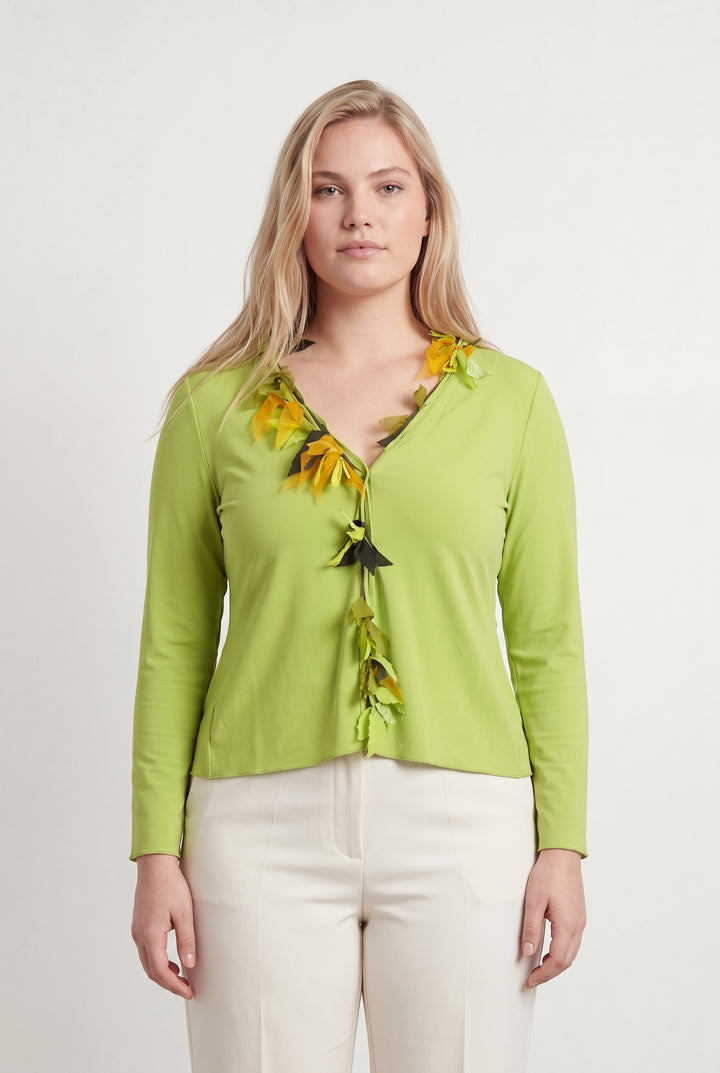 Blouse Verte et Jaune - Taille XL/42 de la marque Indies | PARAD121306 - Vendu par Paradigme - Image 1