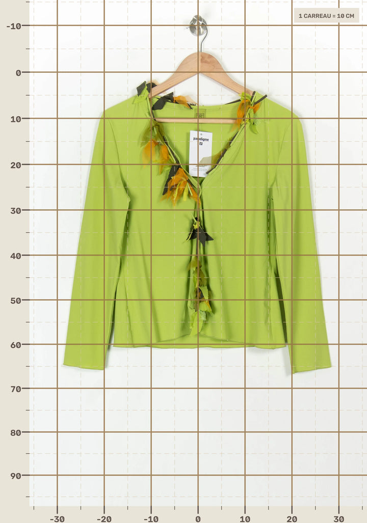 Blouse Verte et Jaune - Taille XL/42 de la marque Indies | PARAD121306 - Vendu par Paradigme - Image 4