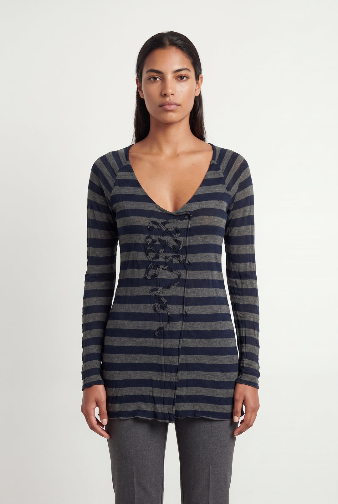 Blouse Rayée Bleue et Grise - Taille L/40 de la marque One Step | PARAD121314 - Vendu par Paradigme - Image 1