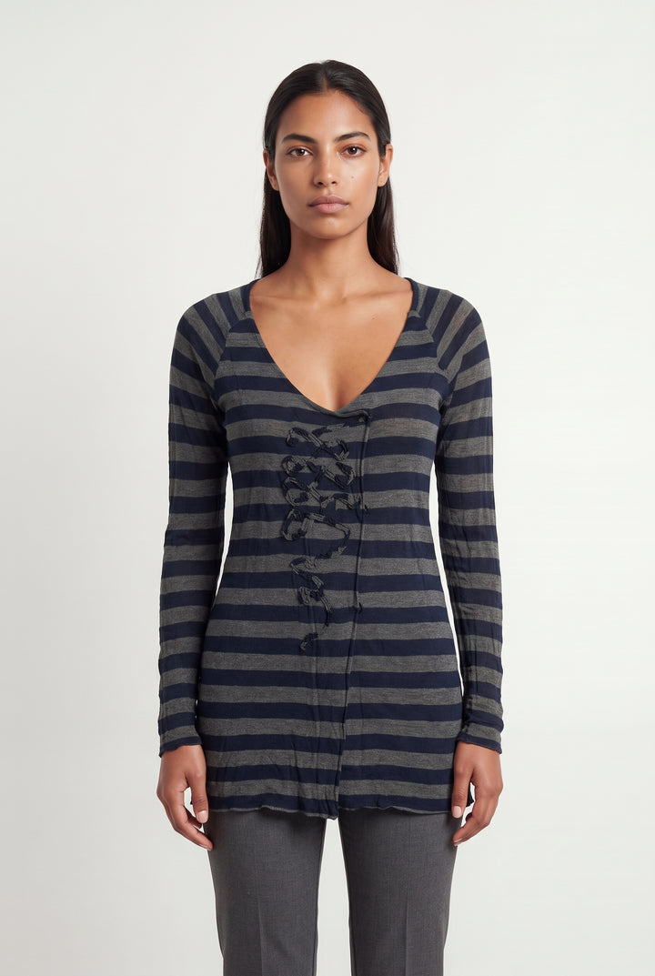 Blouse Rayée Bleue et Grise - Taille L/40 de la marque One Step | PARAD121314 - Vendu par Paradigme - Image 1