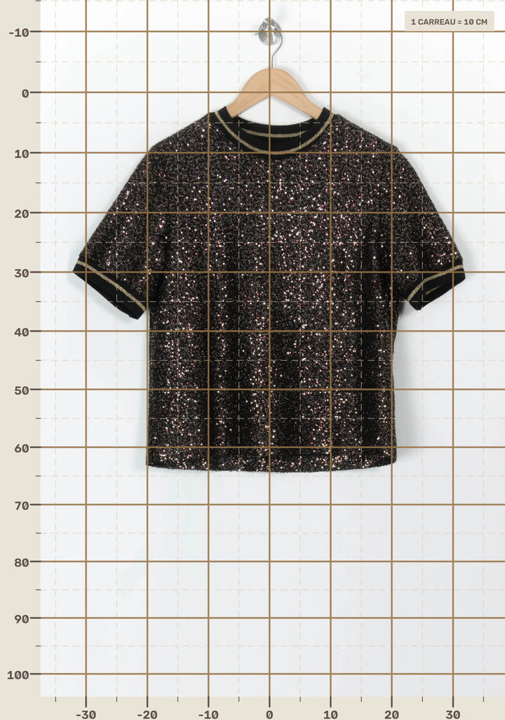 Tee-shirt Pailleté Noir et Or - Taille S/36 de la marque Imprevu | PARAD121316 - Vendu par Paradigme - Image 4