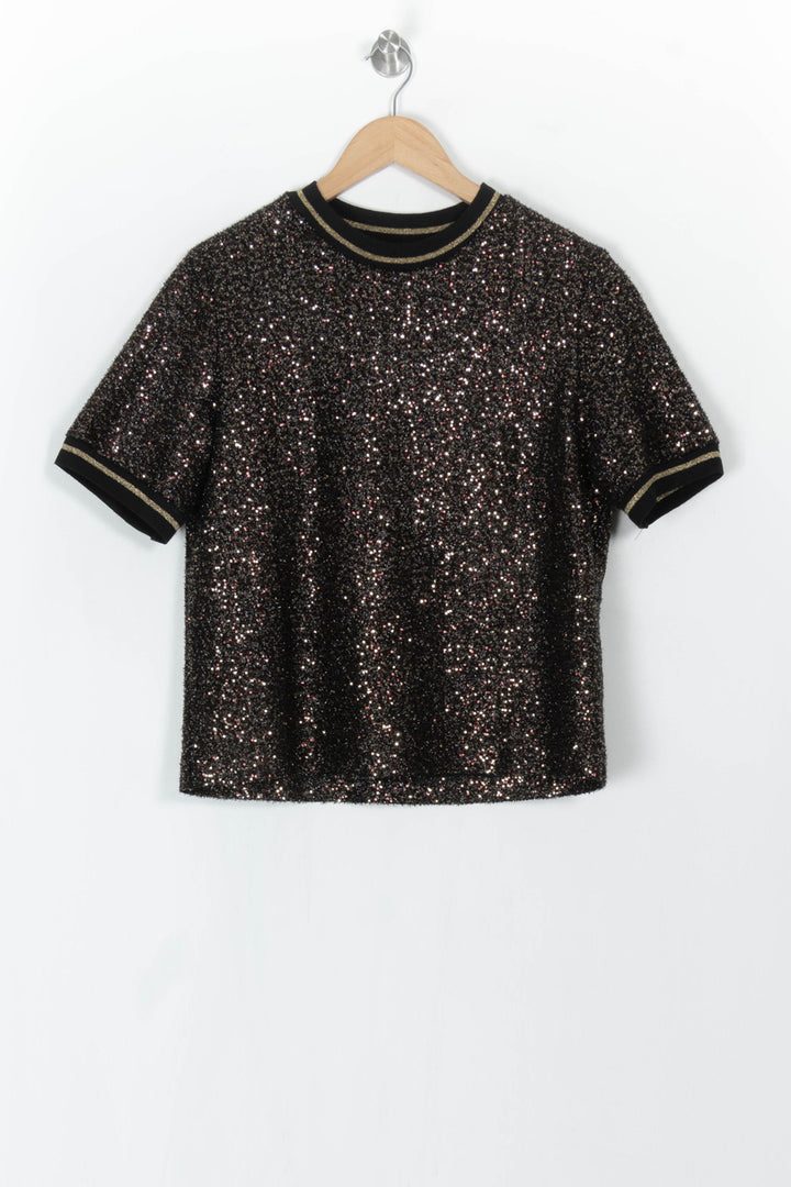 Tee-shirt Pailleté Noir et Or - Taille S/36 de la marque Imprevu | PARAD121316 - Vendu par Paradigme - Image 2