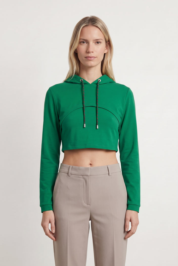 Sweat À Capuche Court Vert - Taille M/38 de la marque Indies | PARAD121318 - Vendu par Paradigme - Image 1