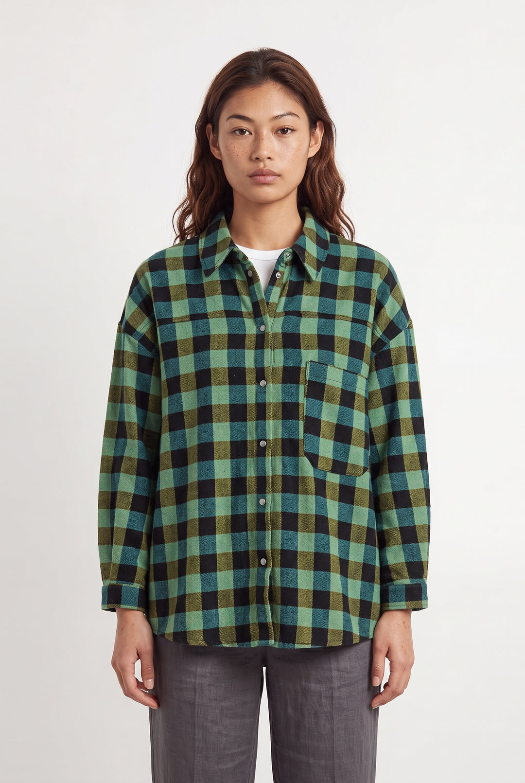 Chemise à Carreaux Verte et Noire - Taille M/38 de la marque Imprevu | PARAD121319 - Vendu par Paradigme - Image 1
