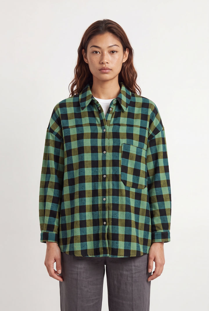 Chemise à Carreaux Verte et Noire - Taille M/38 de la marque Imprevu | PARAD121319 - Vendu par Paradigme - Image 1