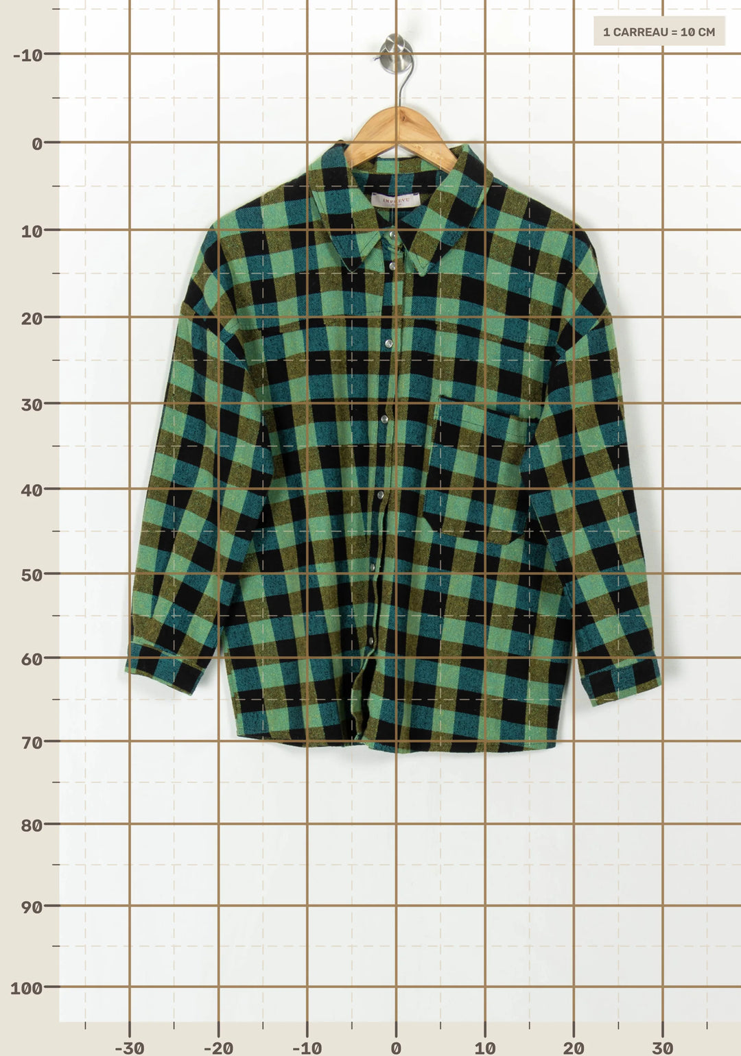 Chemise à Carreaux Verte et Noire - Taille M/38 de la marque Imprevu | PARAD121319 - Vendu par Paradigme - Image 4