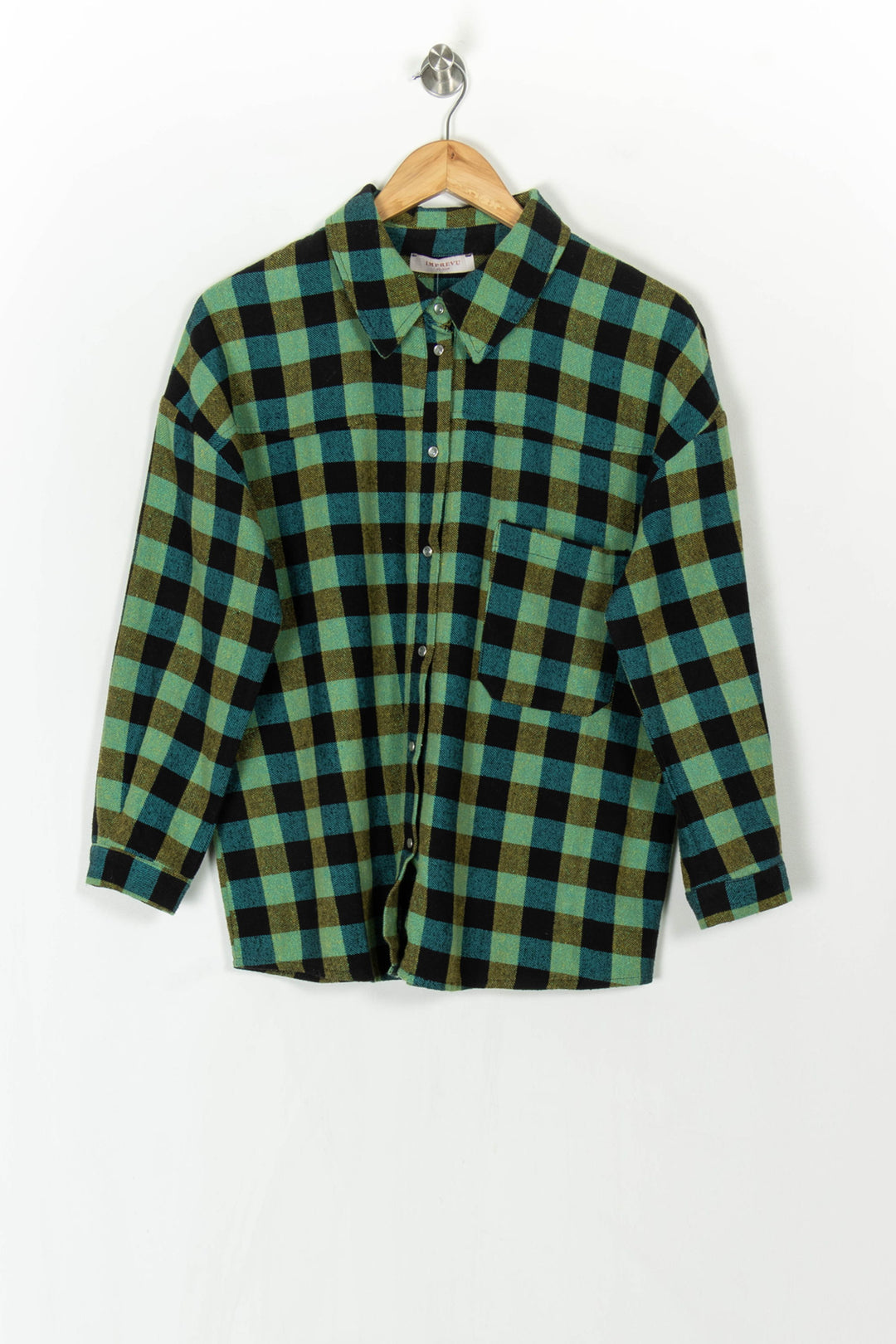 Chemise à Carreaux Verte et Noire - Taille M/38 de la marque Imprevu | PARAD121319 - Vendu par Paradigme - Image 2