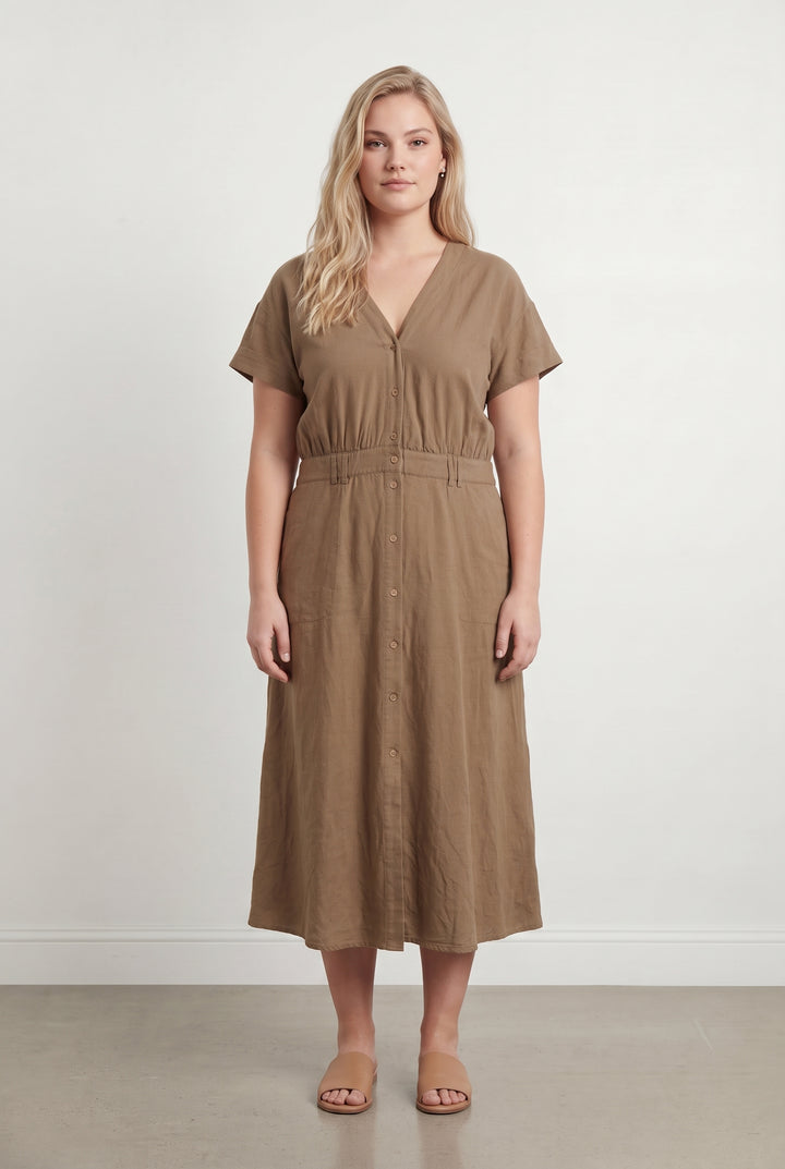 Robe Longue Marron - Taille XL/42 de la marque Caroll | PARAD121325 - Vendu par Paradigme - Image 1