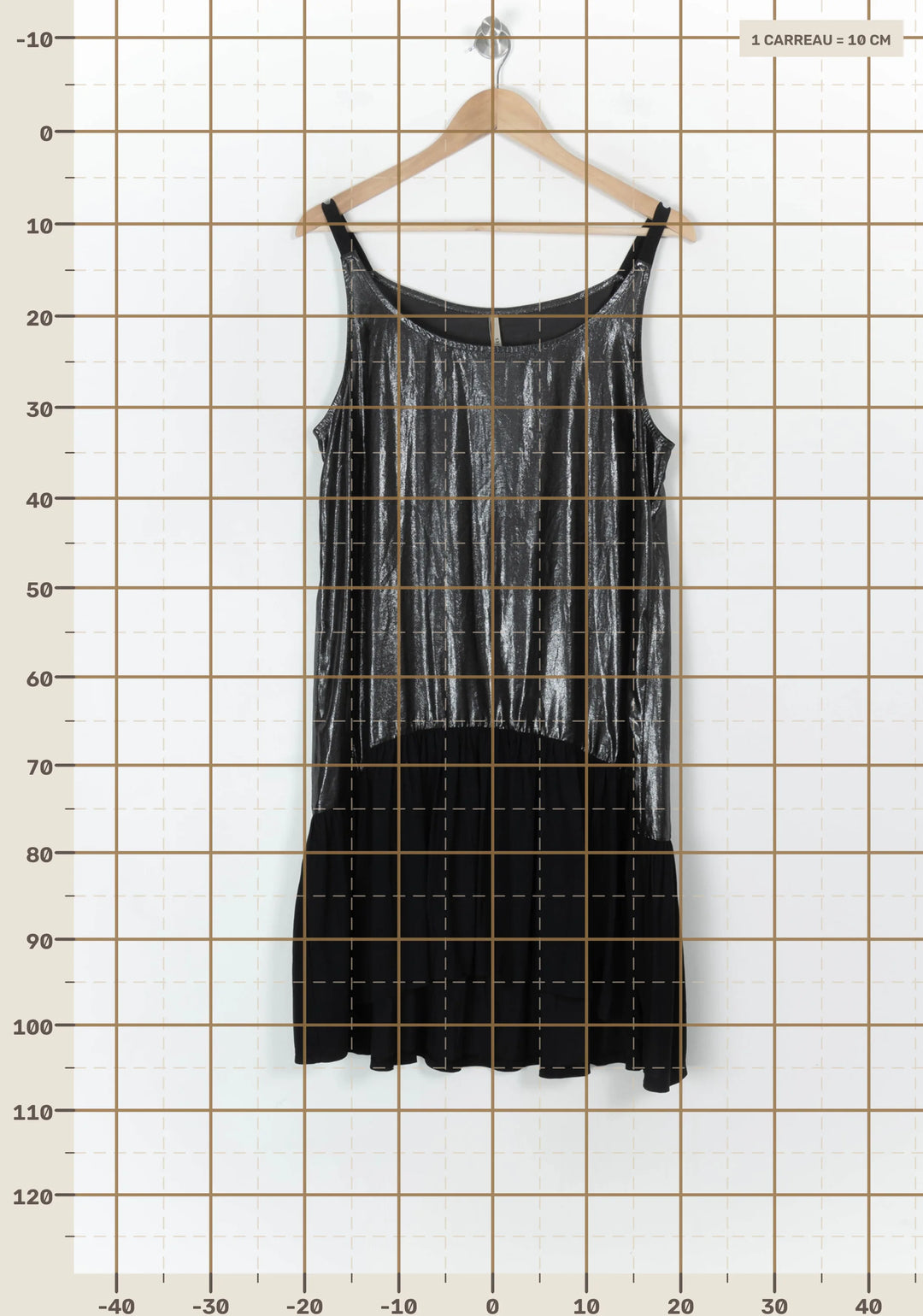 Robe Sans Manches Argentée et Noire - Taille XL/42 de la marque Indies | PARAD121344 - Vendu par Paradigme - Image 4