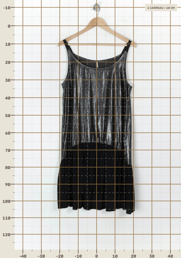 Robe Sans Manches Argentée et Noire - Taille XL/42 de la marque Indies | PARAD121344 - Vendu par Paradigme - Image 4