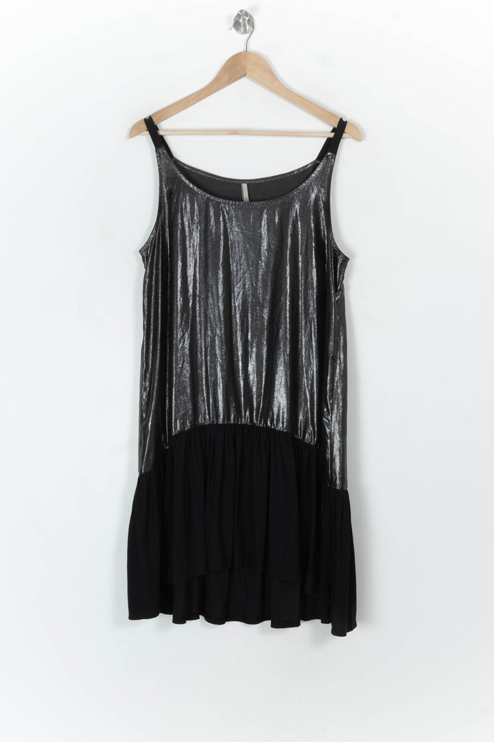 Robe Sans Manches Argentée et Noire - Taille XL/42 de la marque Indies | PARAD121344 - Vendu par Paradigme - Image 2