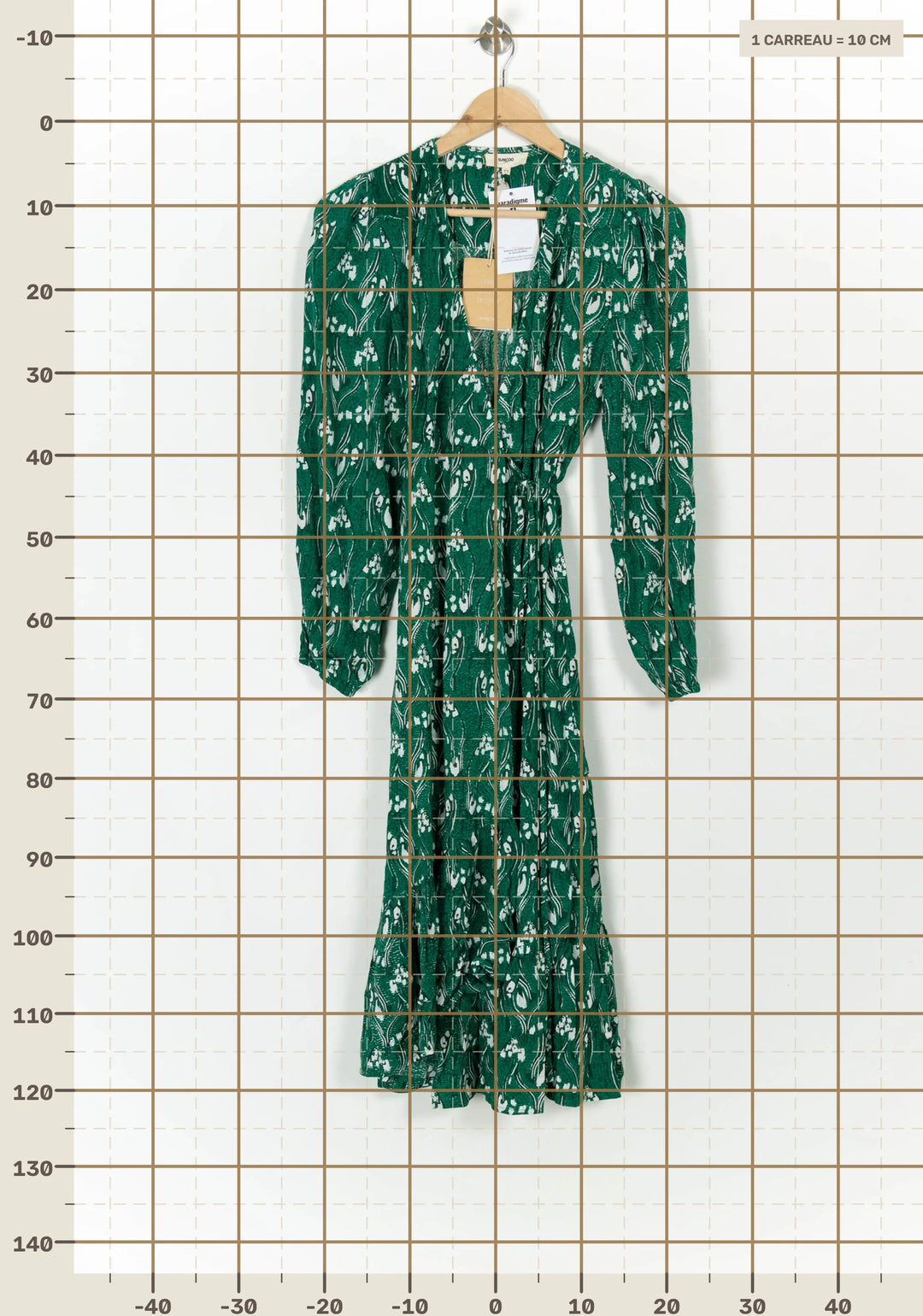 Robe Longue Verte et Blanche - Taille S/36 de la marque Suncoo | PARAD121346 - Vendu par Paradigme - Image 4