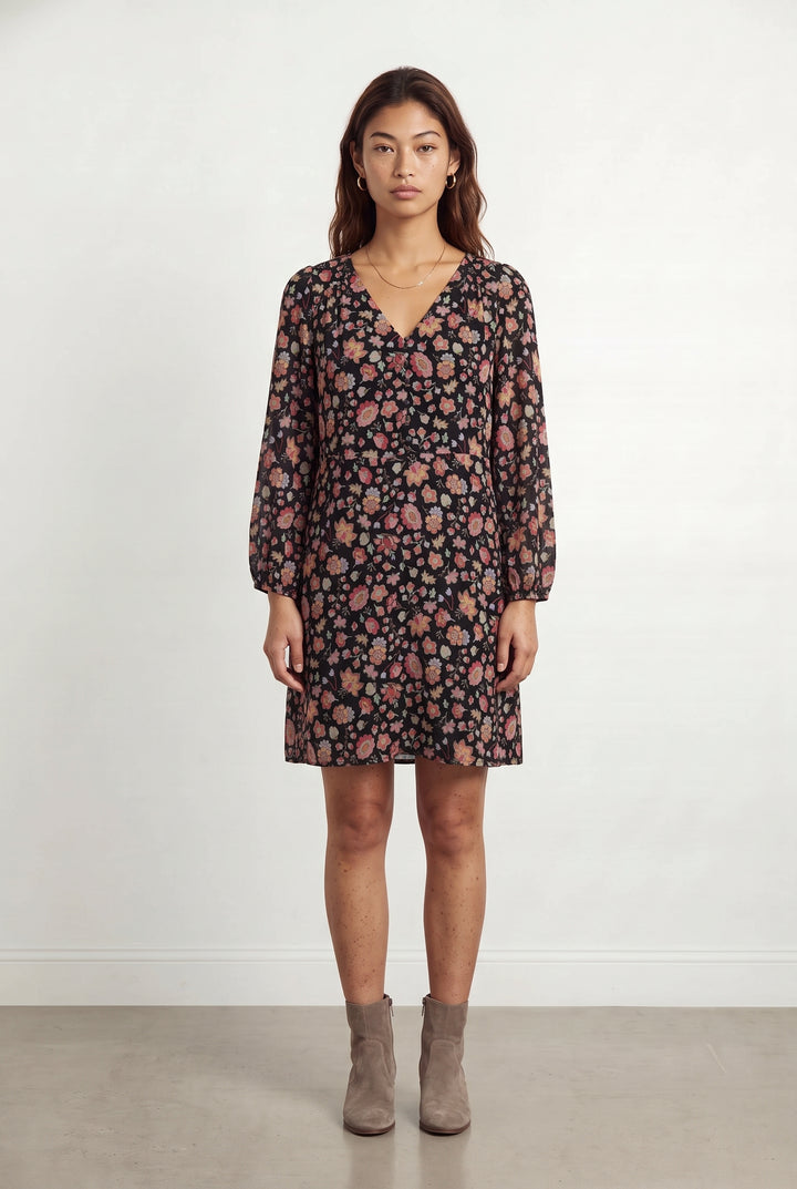 Robe Fleurie Noire et Rose - Taille M/38 de la marque Des petits hauts | PARAD121362 - Vendu par Paradigme - Image 1