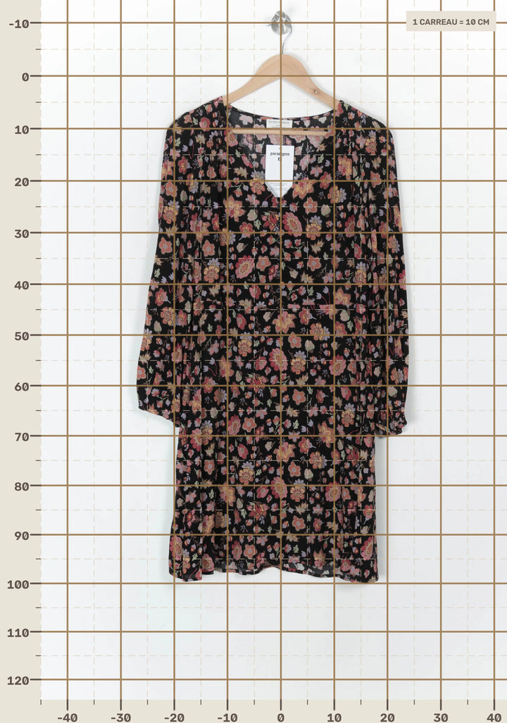 Robe Fleurie Noire et Rose - Taille M/38 de la marque Des petits hauts | PARAD121362 - Vendu par Paradigme - Image 4