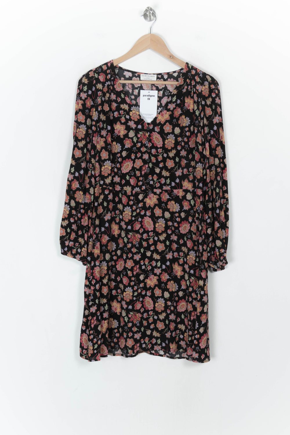 Robe Fleurie Noire et Rose - Taille M/38 de la marque Des petits hauts | PARAD121362 - Vendu par Paradigme - Image 2