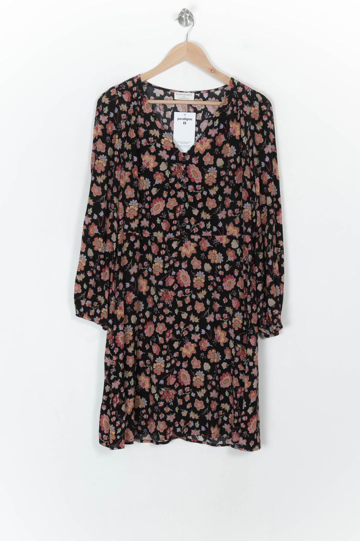 Robe Fleurie Noire et Rose - Taille M/38 de la marque Des petits hauts | PARAD121362 - Vendu par Paradigme - Image 2