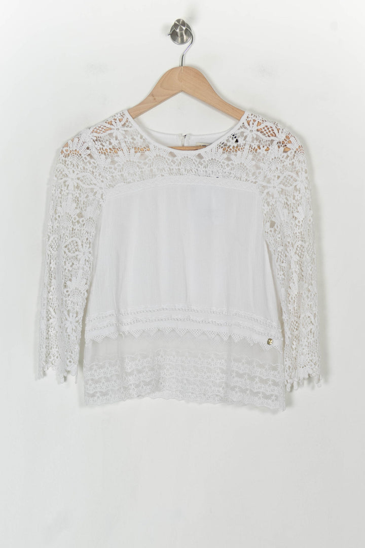Blouse Dentelle Blanche - Taille S/36 de la marque IKKS | PARAD121366 - Vendu par Paradigme - Image 5