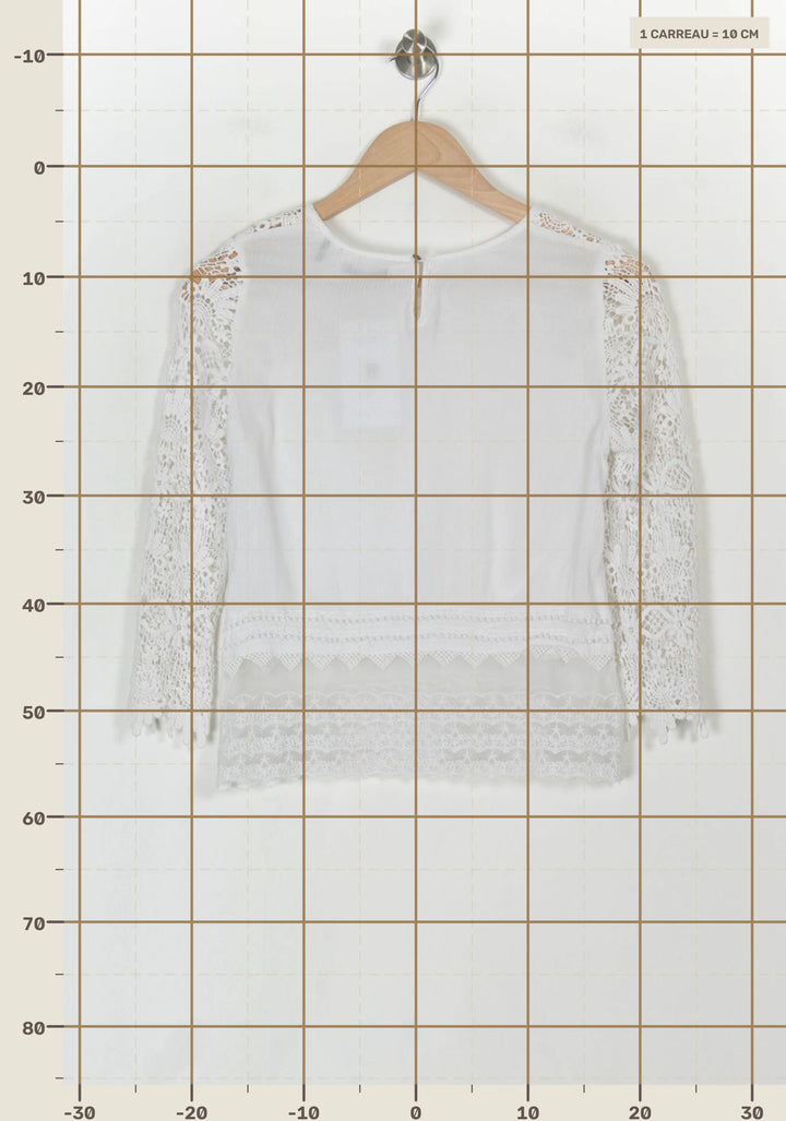 Blouse Dentelle Blanche - Taille S/36 de la marque IKKS | PARAD121366 - Vendu par Paradigme - Image 4