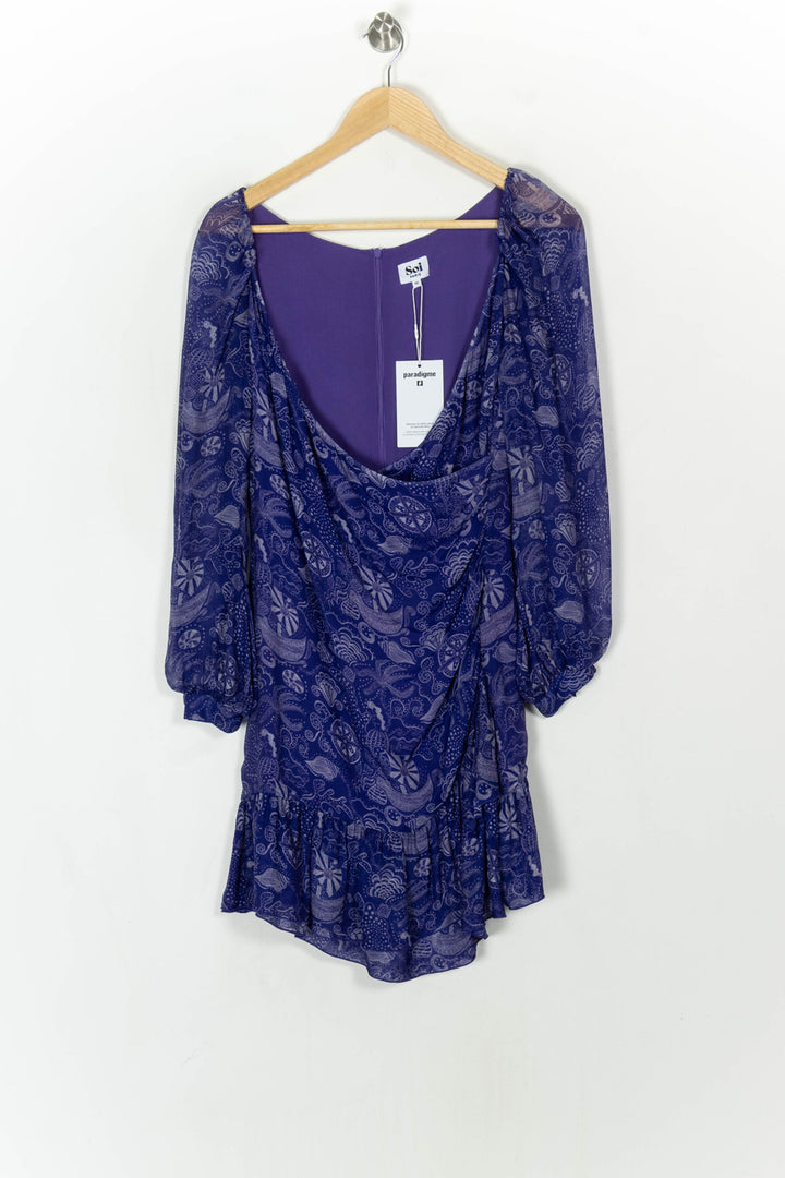 Robe Courte Violette - Taille L/40 de la marque Soi Paris | PARAD121372 - Vendu par Paradigme - Image 2