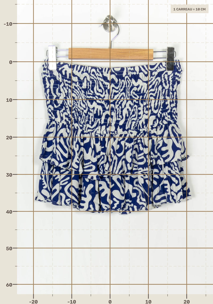 Jupe Volantée Bleu et Blanche - Taille L/40 de la marque Soi Paris | PARAD121375 - Vendu par Paradigme - Image 4