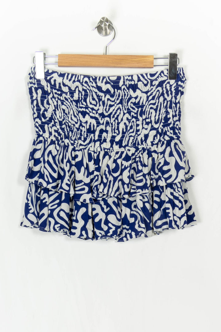 Jupe Volantée Bleu et Blanche - Taille L/40 de la marque Soi Paris | PARAD121375 - Vendu par Paradigme - Image 2