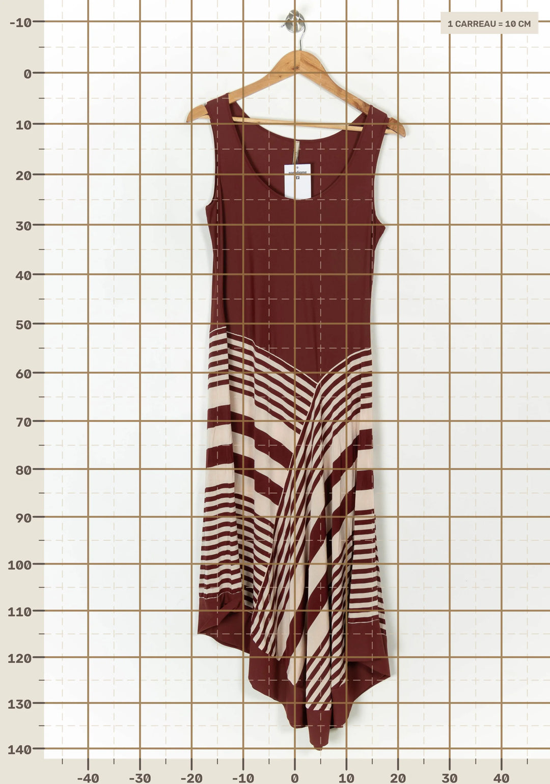 Robe Sans Manches Bordeaux et Beige - Taille XL/42 de la marque Indies | PARAD121376 - Vendu par Paradigme - Image 4