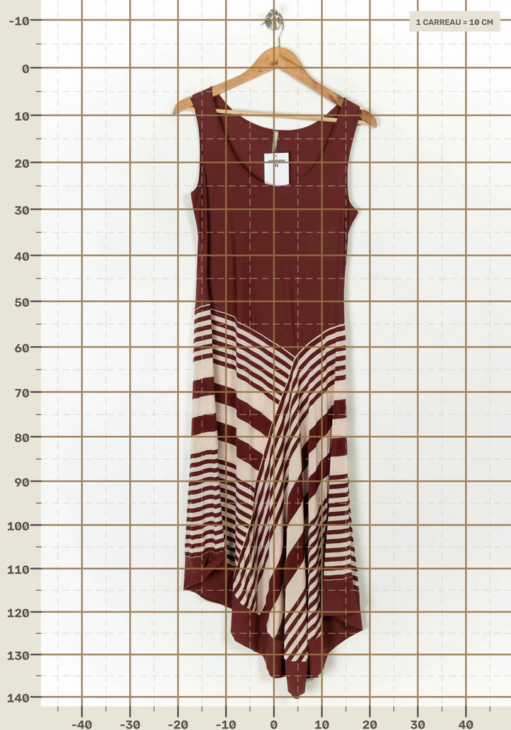 Robe Sans Manches Bordeaux et Beige - Taille XL/42 de la marque Indies | PARAD121376 - Vendu par Paradigme - Image 4