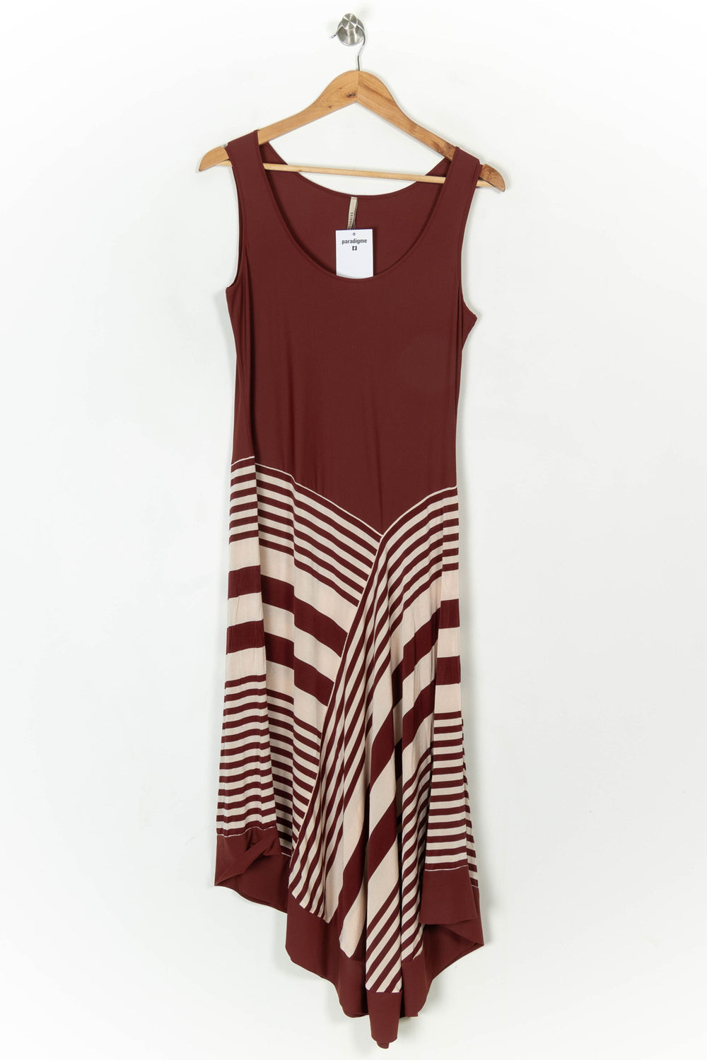 Robe Sans Manches Bordeaux et Beige - Taille XL/42 de la marque Indies | PARAD121376 - Vendu par Paradigme - Image 2