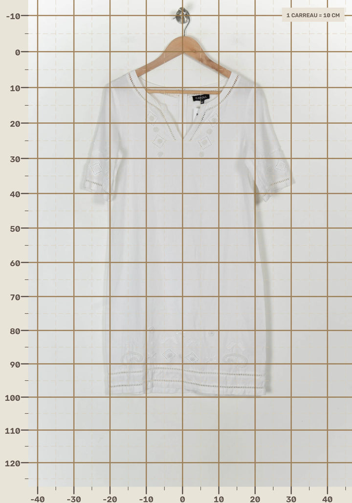 Robe Droite Blanche - Taille M/38 de la marque Caroll | PARAD121380 - Vendu par Paradigme - Image 4