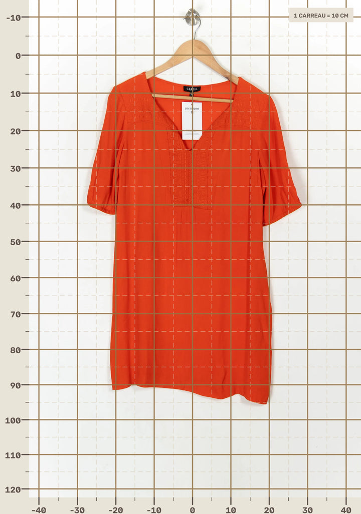 Robe Courte Rouge - Taille M/38 de la marque Caroll | PARAD121381 - Vendu par Paradigme - Image 4