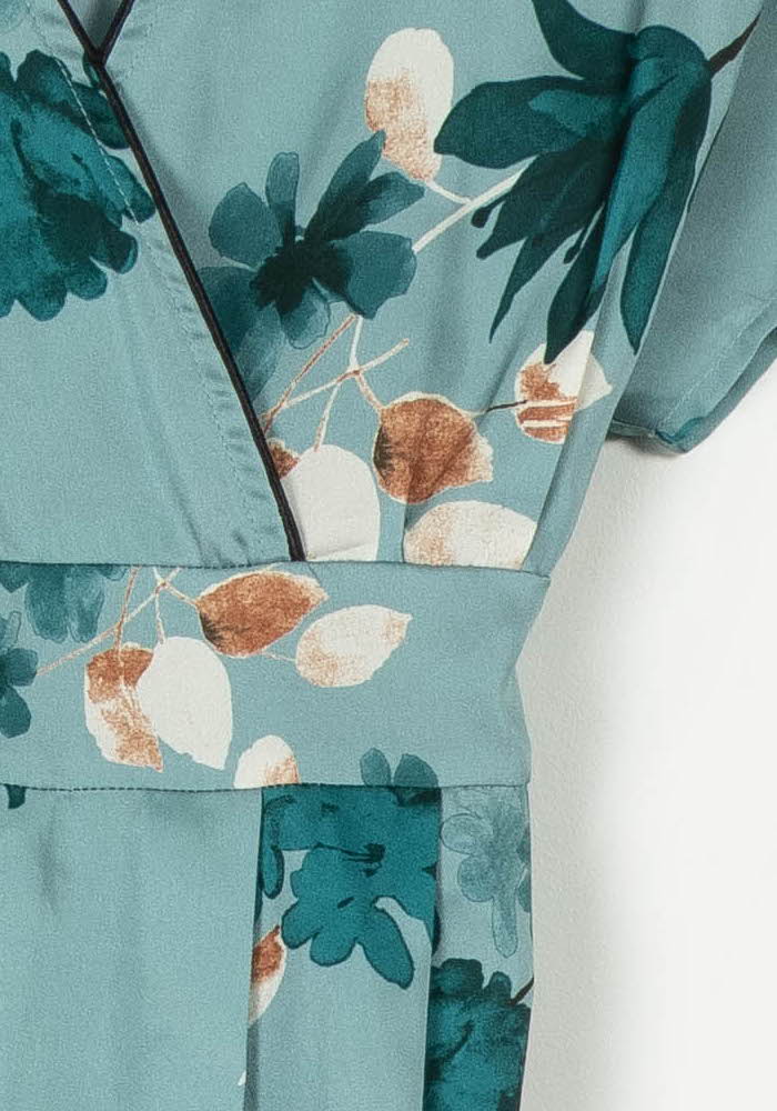 Robe Portefeuille Bleue et Marron - Taille S/36 de la marque La Fée Maraboutée | PARAD121382 - Vendu par Paradigme - Image 3