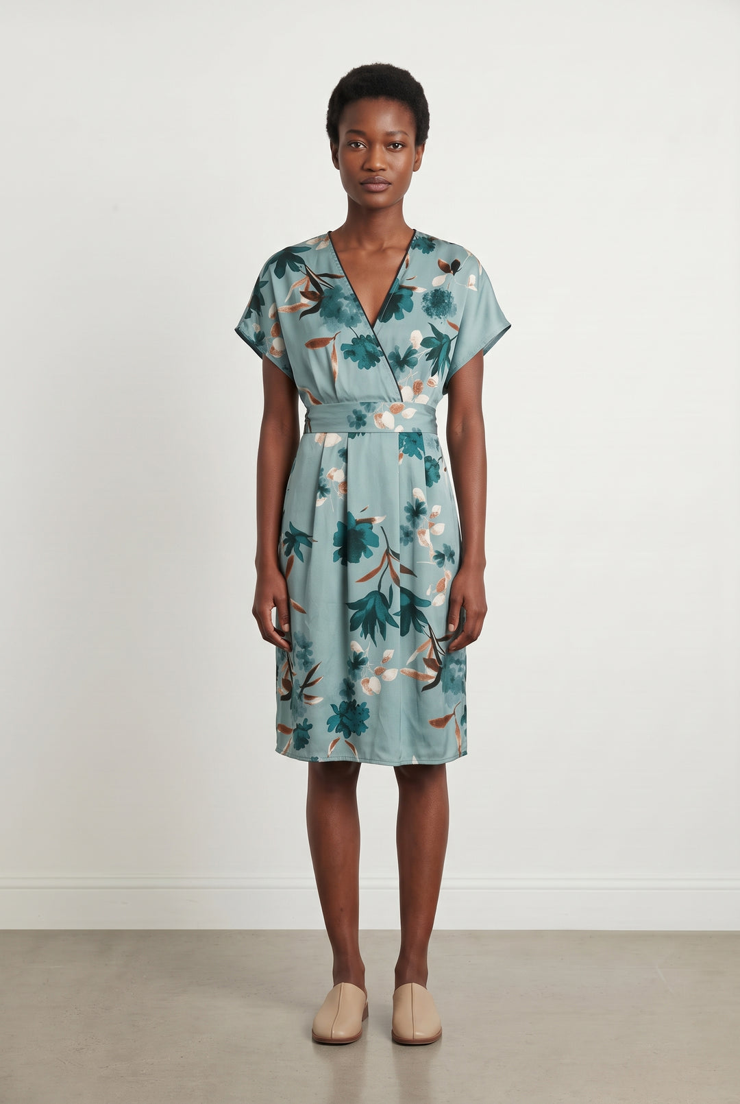 Robe Portefeuille Bleue et Marron - Taille S/36 de la marque La Fée Maraboutée | PARAD121382 - Vendu par Paradigme - Image 1