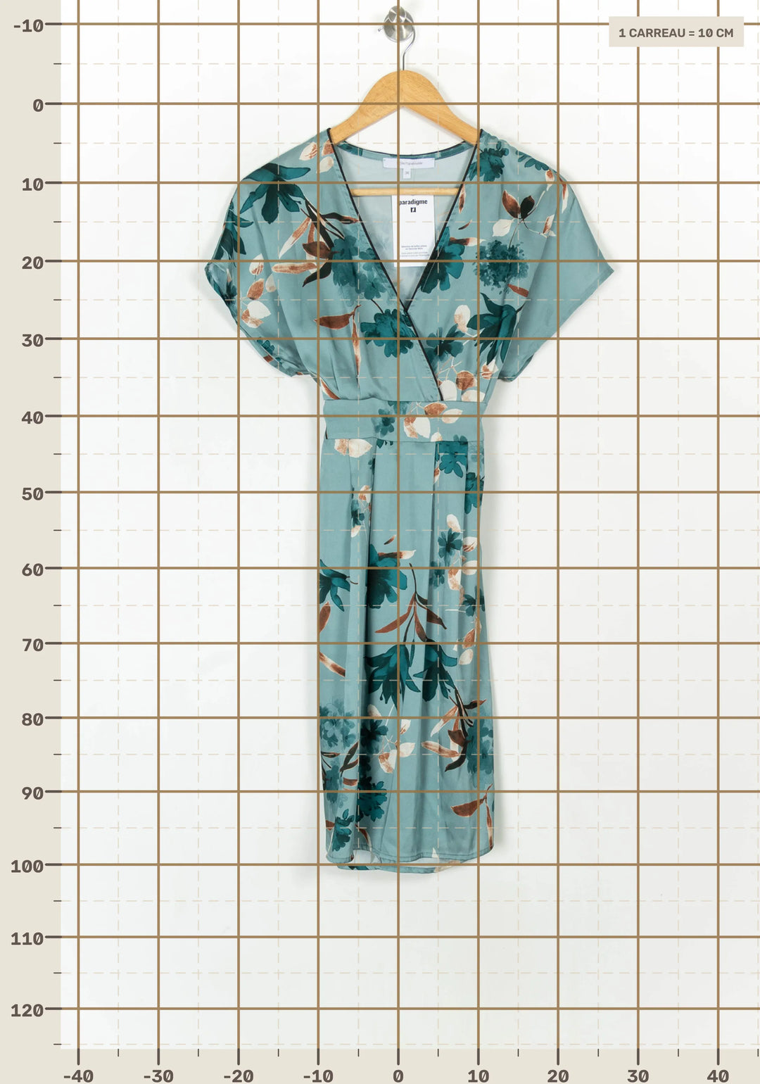 Robe Portefeuille Bleue et Marron - Taille S/36 de la marque La Fée Maraboutée | PARAD121382 - Vendu par Paradigme - Image 4