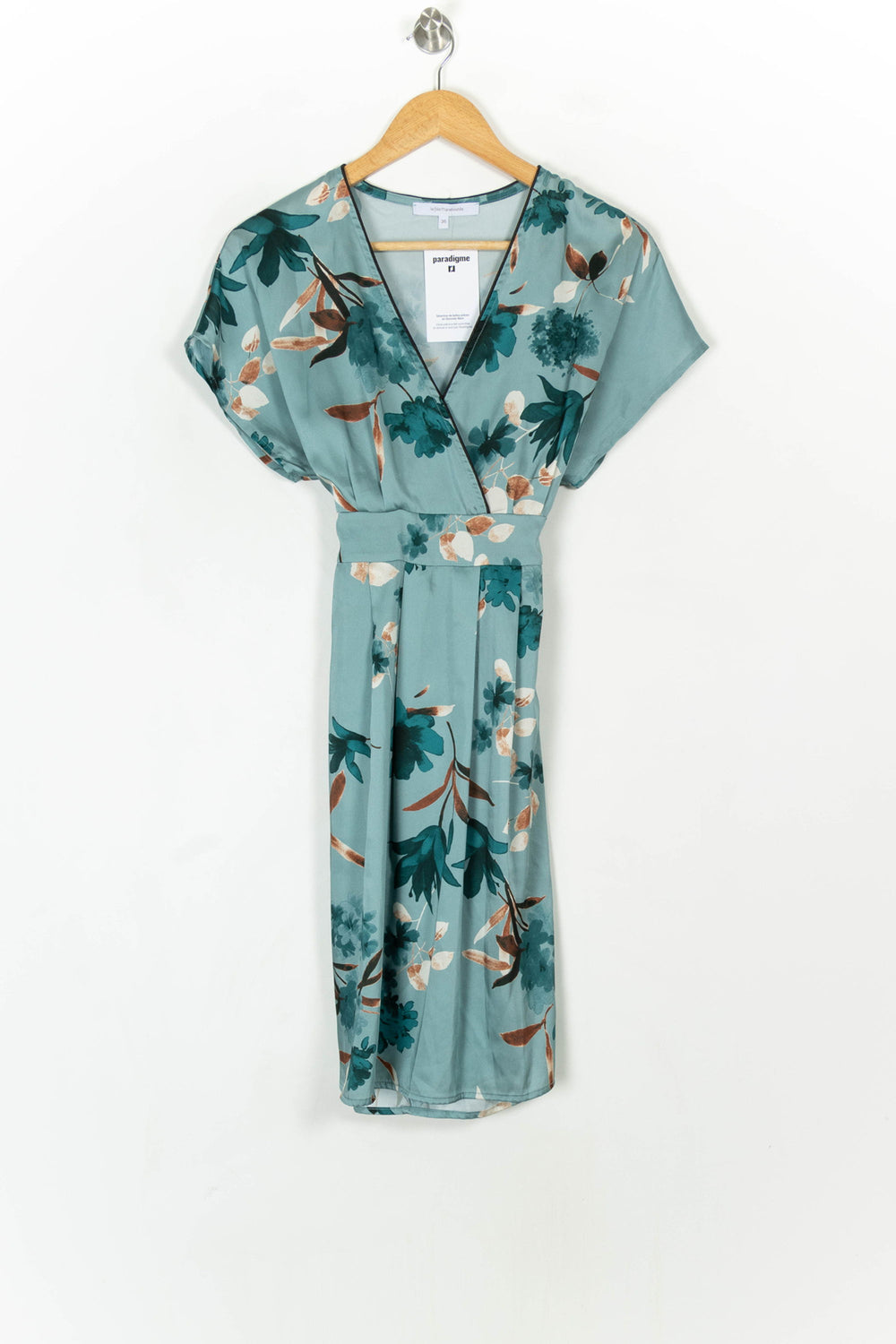 Robe Portefeuille Bleue et Marron - Taille S/36 de la marque La Fée Maraboutée | PARAD121382 - Vendu par Paradigme - Image 2
