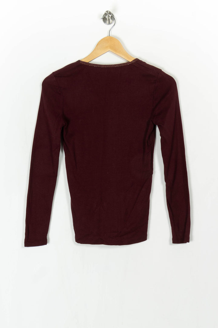 Tee-shirt manches longues Bordeaux - Taille S/36 de la marque Maison 123 | PARAD121398 - Vendu par Paradigme - Image 5