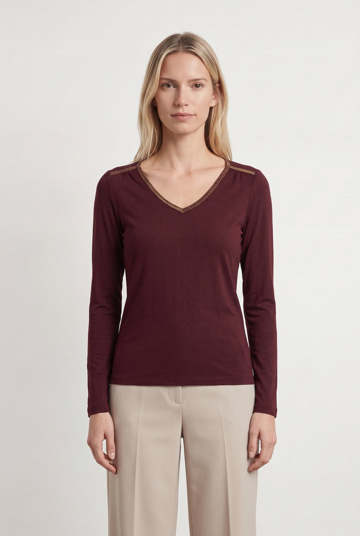 Tee-shirt manches longues Bordeaux - Taille S/36 de la marque Maison 123 | PARAD121398 - Vendu par Paradigme - Image 1