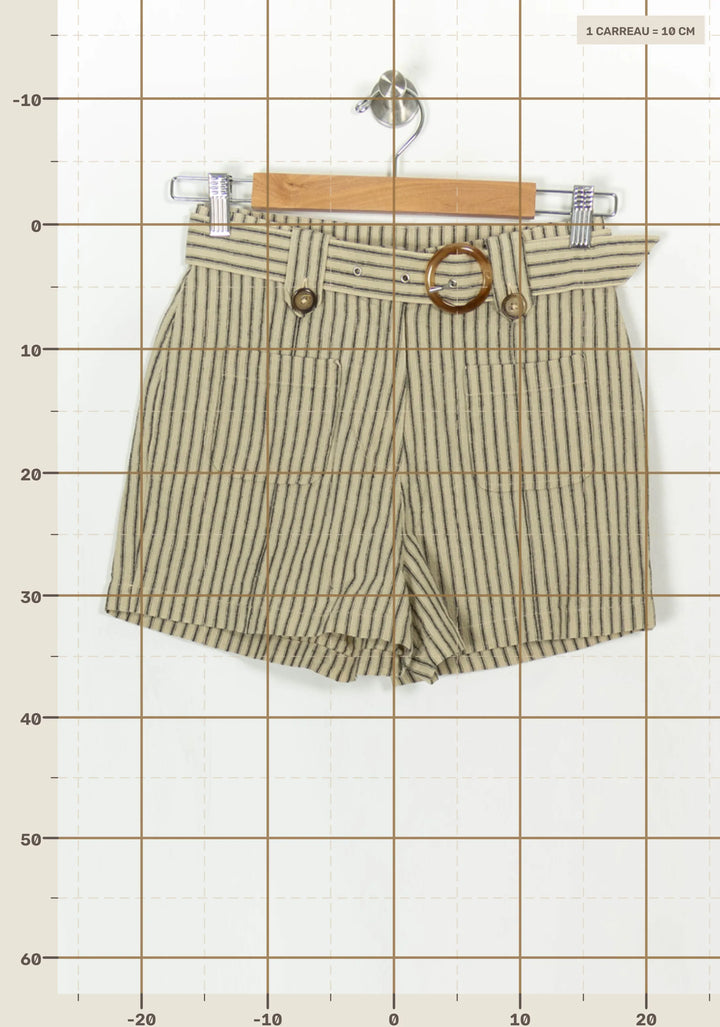 Short Rayé Beige et Noir - Taille XS/34 de la marque Emile &amp; Ida | PARAD121401 - Vendu par Paradigme - Image 4
