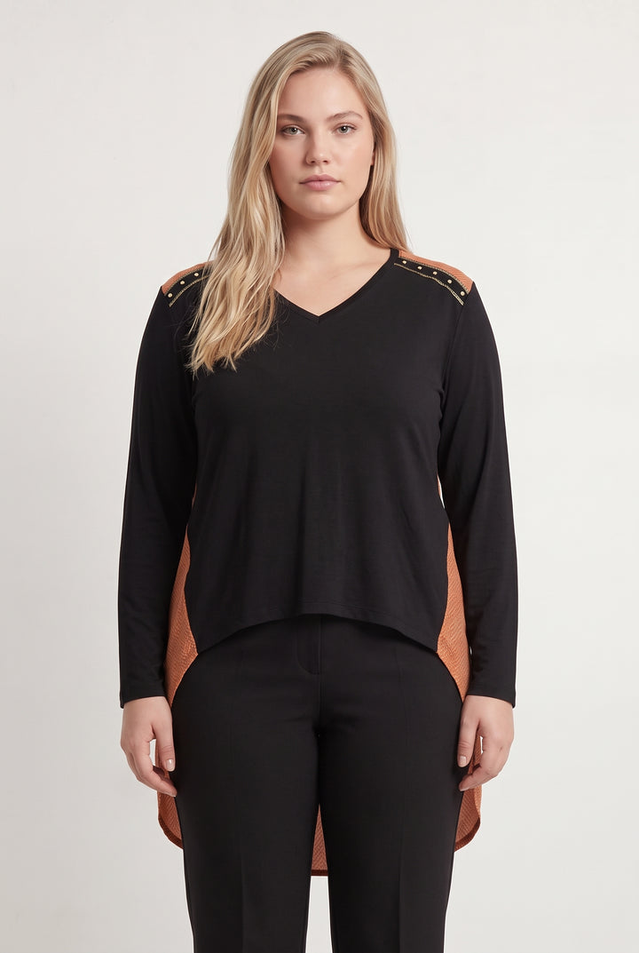 Blouse Noire et Orange - Taille XXXL/46 de la marque Bleu Blanc Rouge | PARAD121408 - Vendu par Paradigme - Image 1