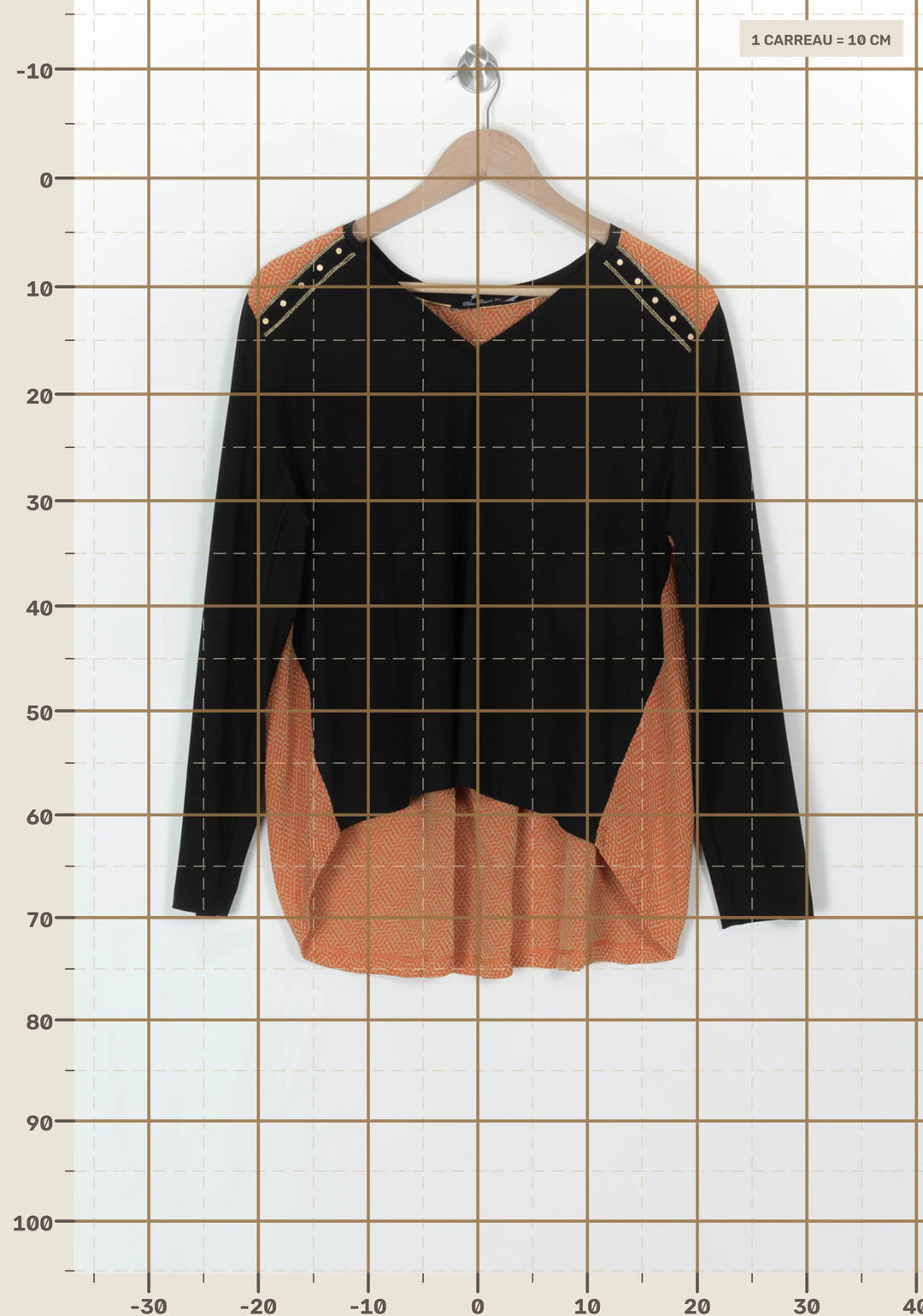 Blouse Noire et Orange - Taille XXXL/46 de la marque Bleu Blanc Rouge | PARAD121408 - Vendu par Paradigme - Image 4