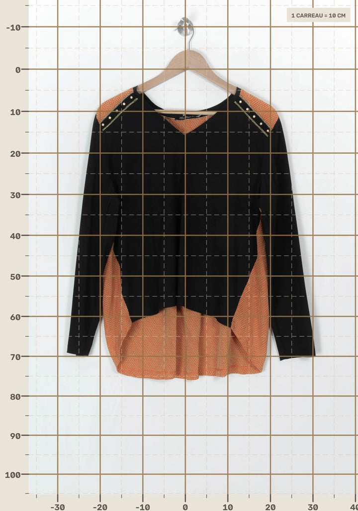 Blouse Noire et Orange - Taille XXXL/46 de la marque Bleu Blanc Rouge | PARAD121408 - Vendu par Paradigme - Image 4
