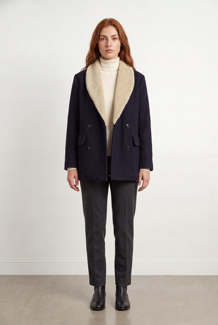 Manteau Bleu et Beige - Taille S/36 de la marque Sandro | PARAD121437 - Vendu par Paradigme - Image 1
