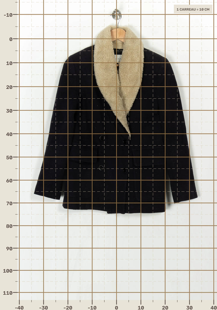 Manteau Bleu et Beige - Taille S/36 de la marque Sandro | PARAD121437 - Vendu par Paradigme - Image 4