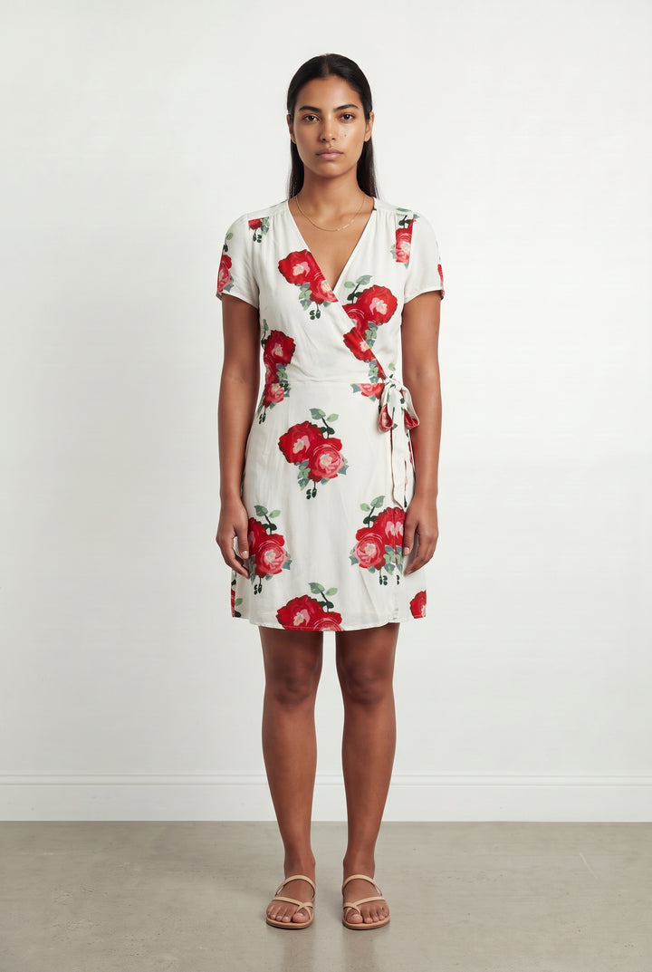 Robe Portefeuille Blanche et Rouge - Taille L/40 de la marque Sézane | PARAD121462 - Vendu par Paradigme - Image 1