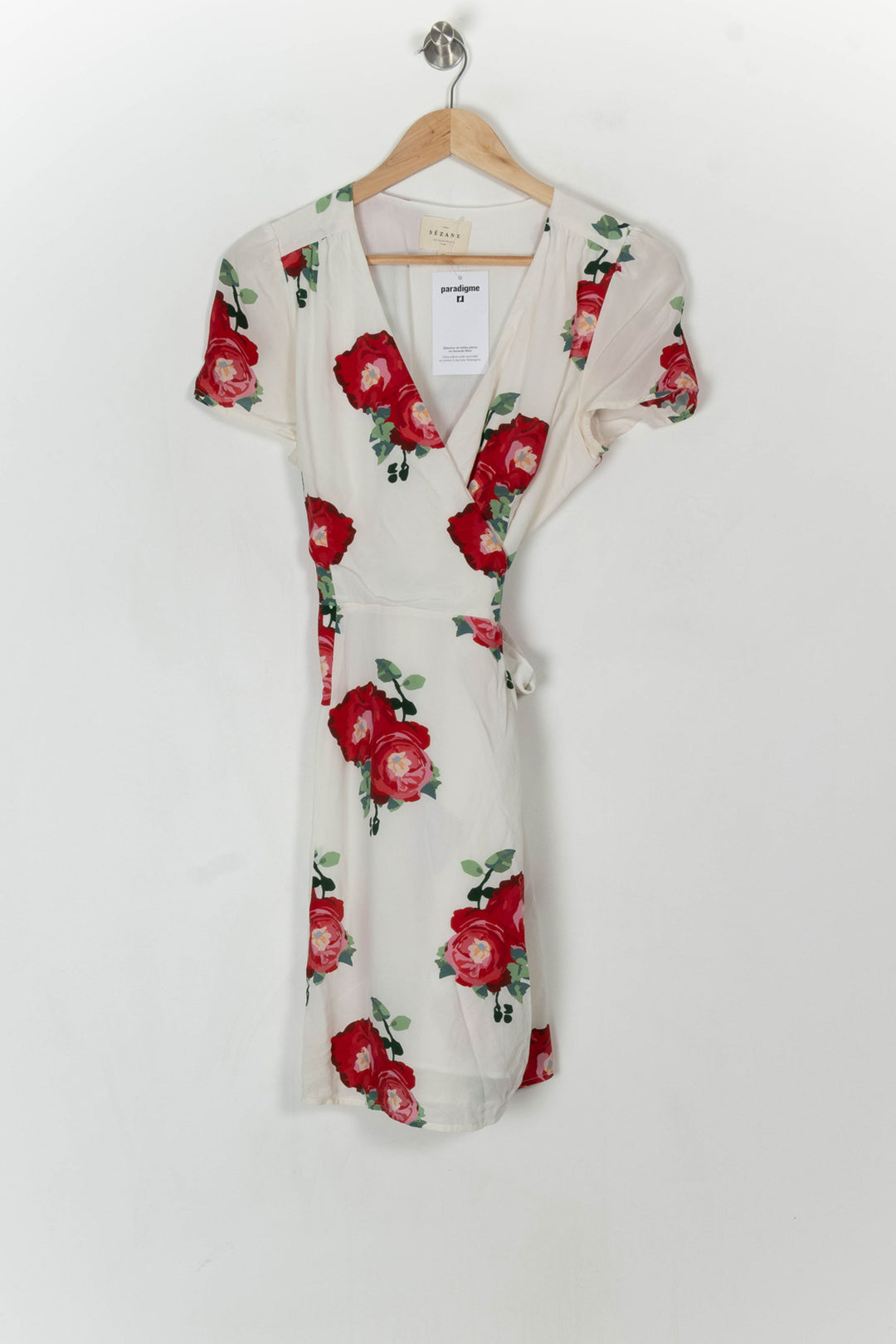 Robe Portefeuille Blanche et Rouge - Taille L/40 de la marque Sézane | PARAD121462 - Vendu par Paradigme - Image 2
