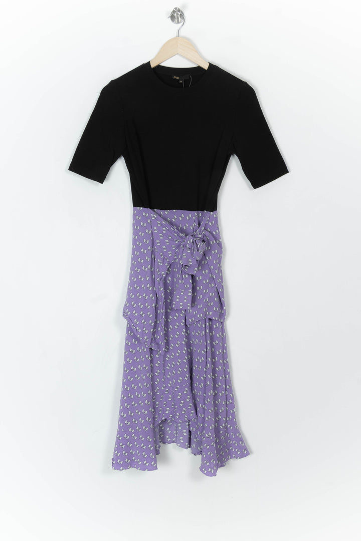Robe Longue Noire et Violette - Taille L/40 de la marque Maje | PARAD121473 - Vendu par Paradigme - Image 2