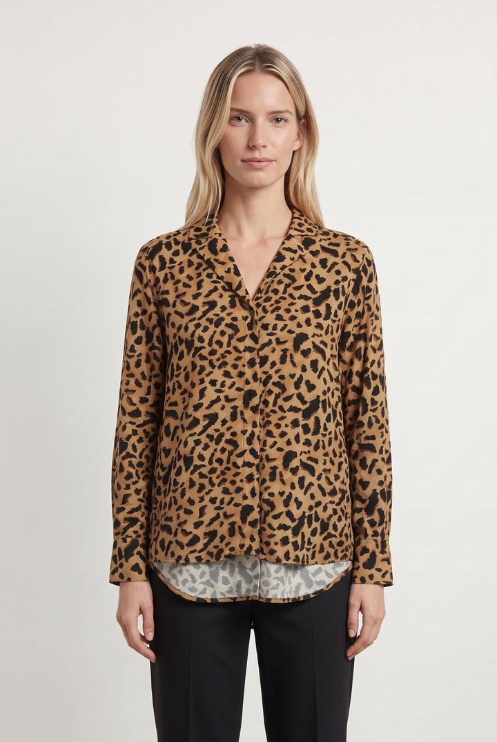 Chemise imprimée marron et noire - Taille M/38 de la marque Balzac Paris | PARAD121478 - Vendu par Paradigme - Image 1