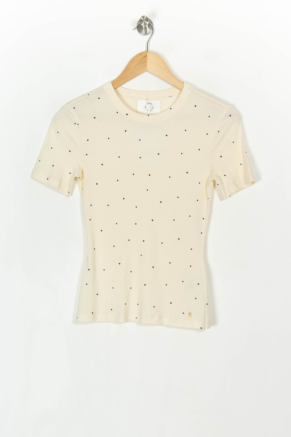 Tee-shirt beige à pois noirs - Taille XS/34 de la marque Des petits hauts | PARAD121479 - Vendu par Paradigme - Image 2