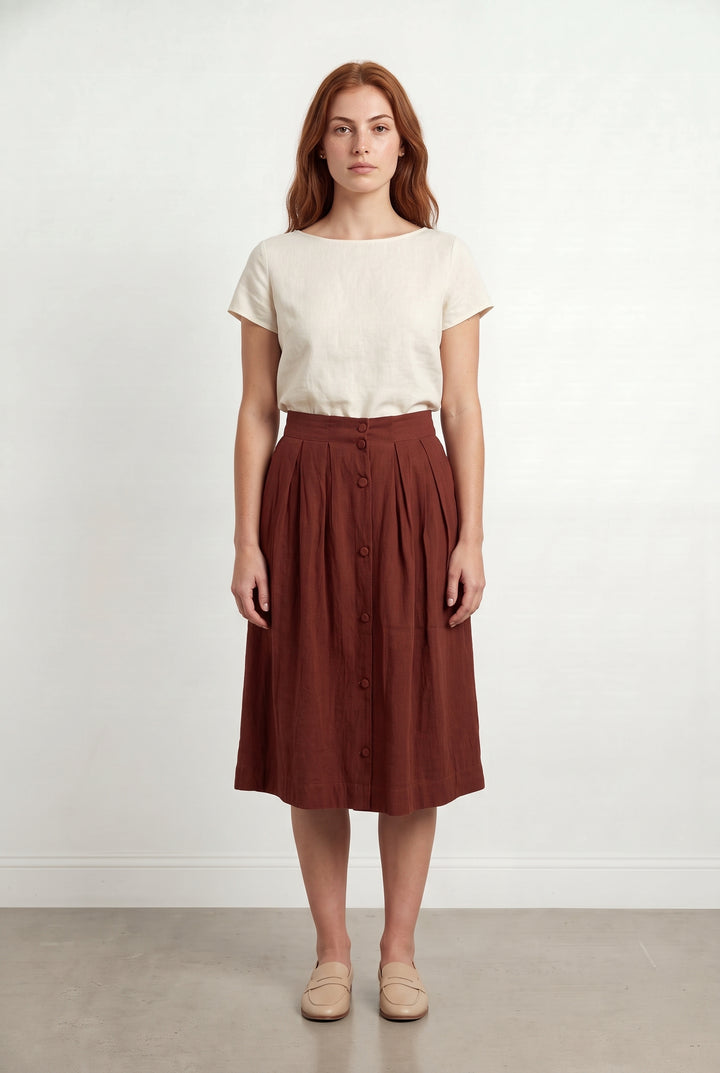 Jupe Boutonnée Marron - Taille S/36 de la marque Kookai | PARAD121480 - Vendu par Paradigme - Image 1