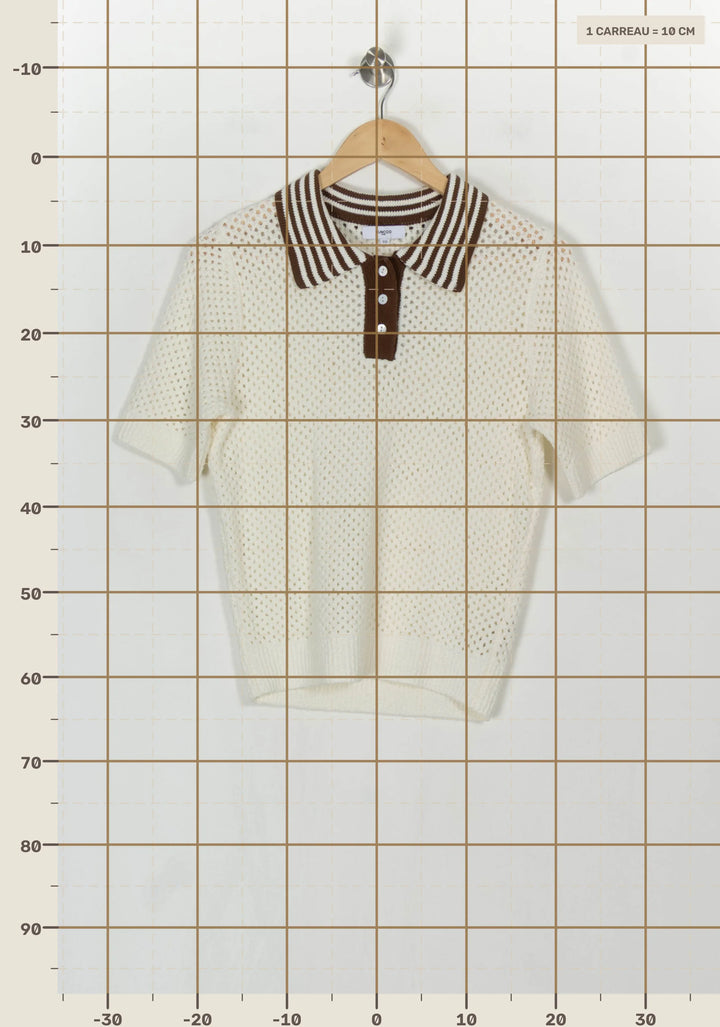 Polo Blanc et Marron - Taille XS/34 de la marque Suncoo | PARAD121481 - Vendu par Paradigme - Image 4