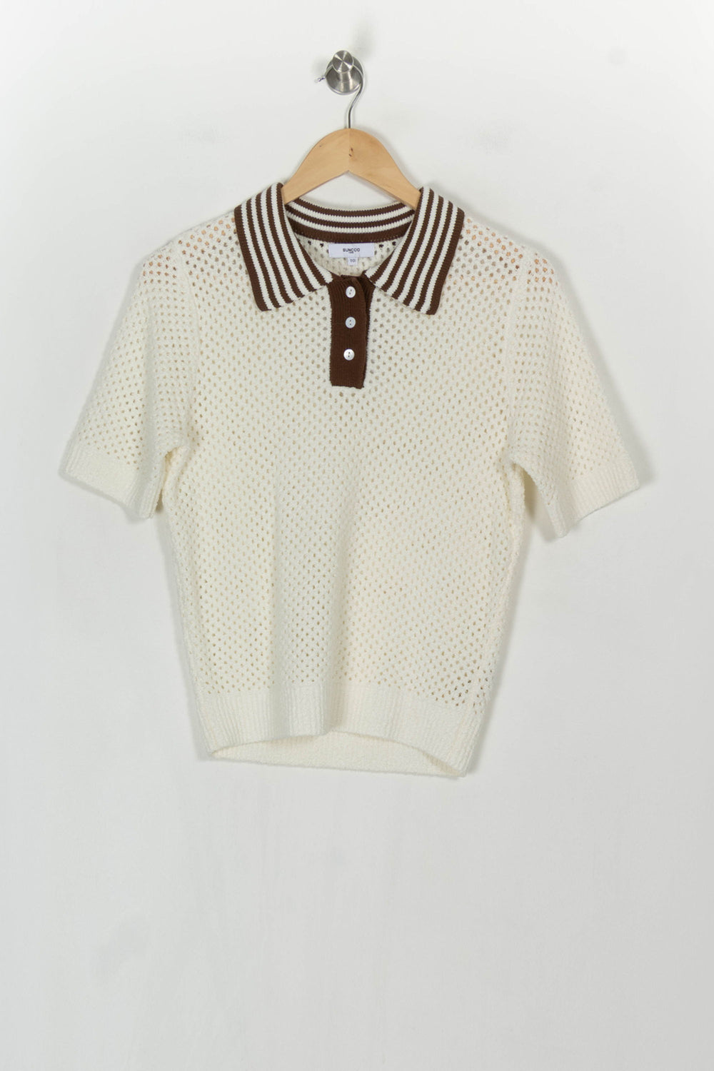 Polo Blanc et Marron - Taille XS/34 de la marque Suncoo | PARAD121481 - Vendu par Paradigme - Image 2